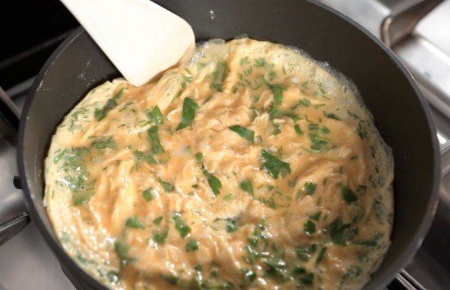 L'omelette in cottura