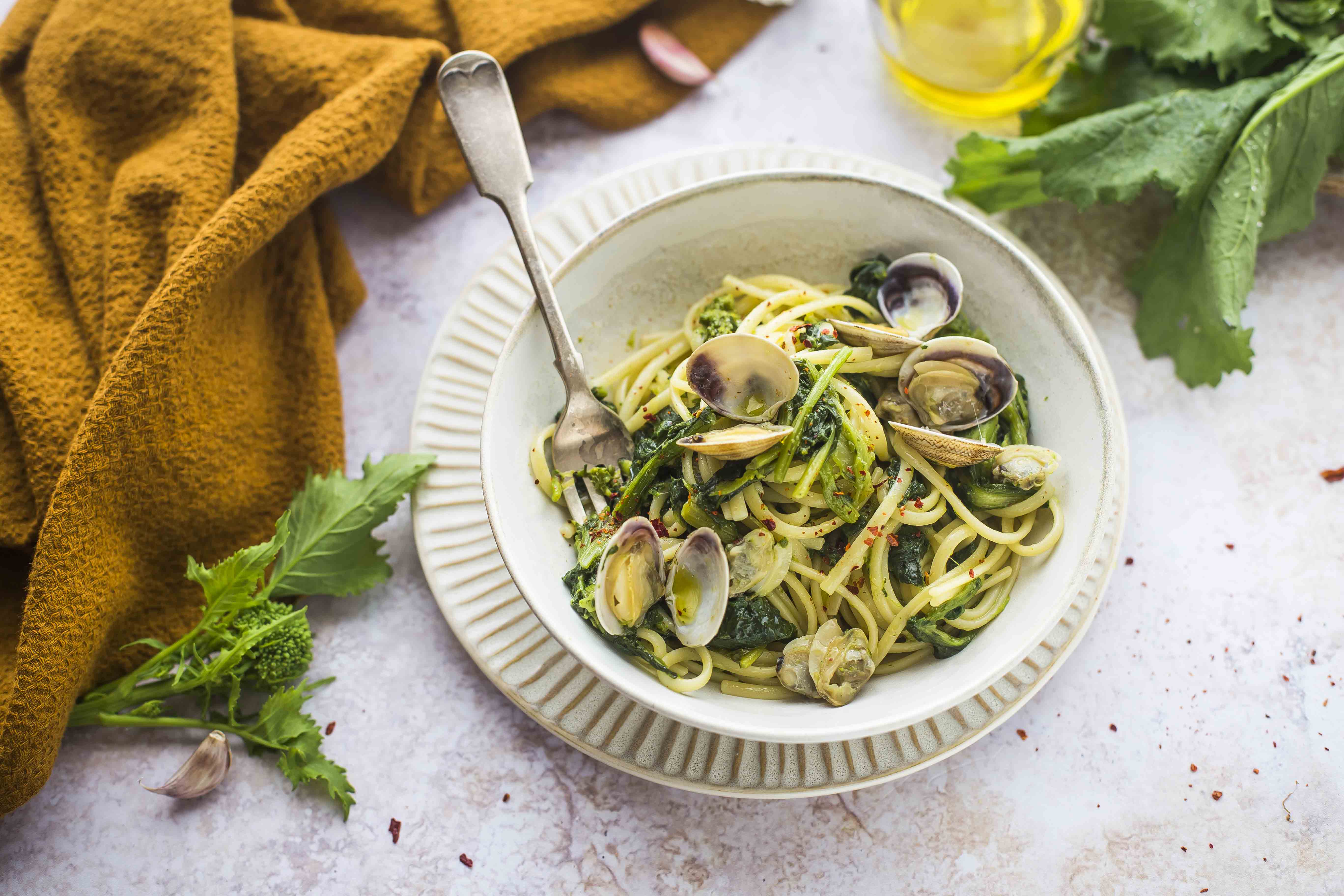 Linguine vongole e cime di rapa