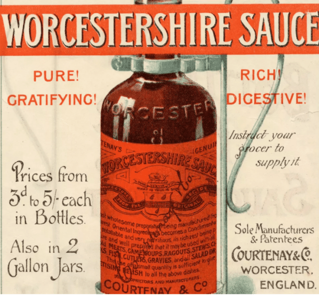 Pubblicità antica della salsa Worcestershire