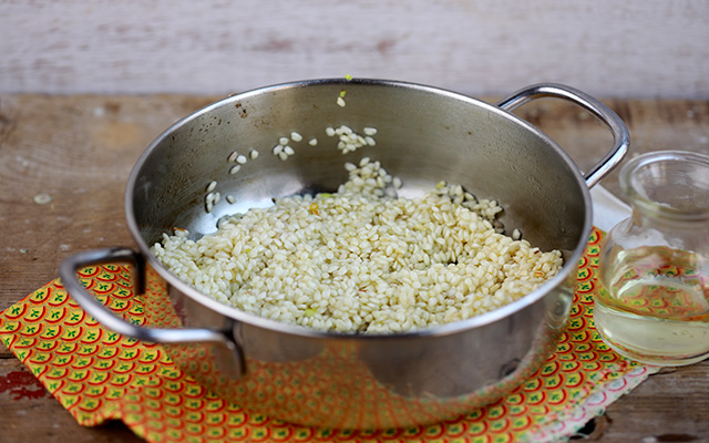 Risotto di zucca e gamberi