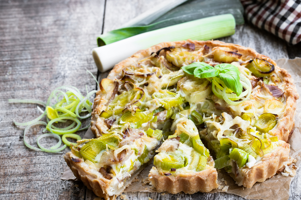 Torta salata con porri e gorgonzola